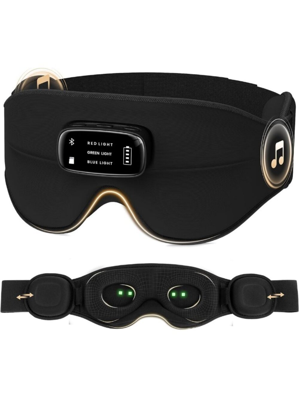 Bluetooth Sleep Mask with White Noise, 3D Zero-Pressure Design, Soft Eye Mask